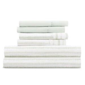 KAYCIE GRAY 4-PC. MICROFIBER SHEET SET, TW DASHED STRIPE BUNDLE TWIN, 15, GREEN